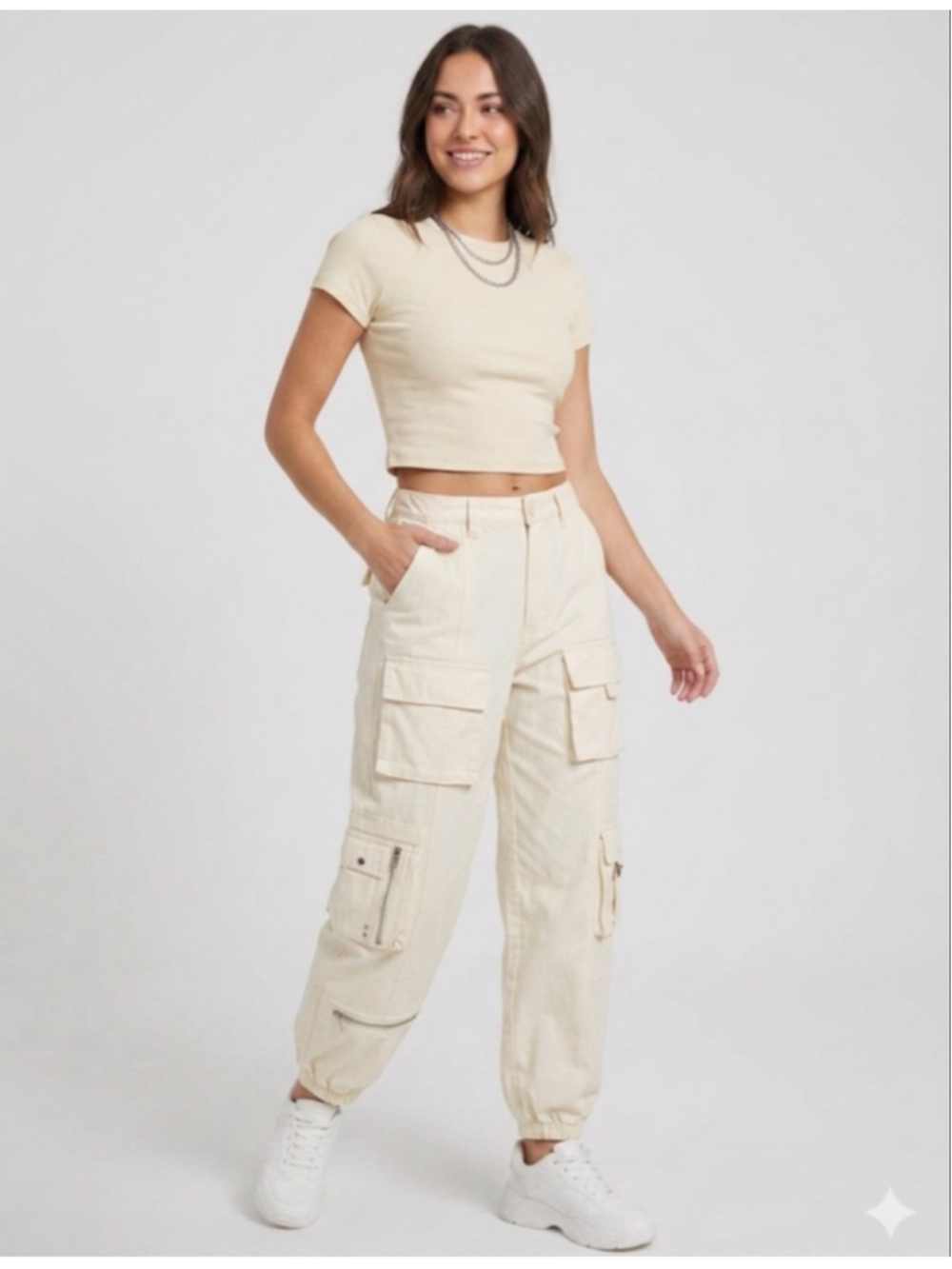 HARPER & IVY Beige Cargo Pants M
